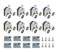 GOYADA Lot de 8 Roulette de Porte de Douche, Roulette Porte Coulissante Douche 23 MM, Roulettes pour Porte de Douche, 4 Supérieures et 4 Inférieures Argent