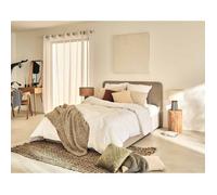 Best mobilier Lit Goyave 160 x 200 cm en tissu beige avec sommier inclus