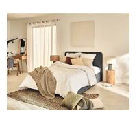 Goyave - lit coffre - 160x200 - en tissu - sommier inclus - Gris Anthracite