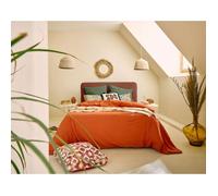 Best mobilier Lit coffre Goyave 160x200 velours côtelé sommier inclus Terracotta
