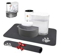 GOYJOY Smart Fontaine à eau pour chat sans filtre - Fontaine à eau ultra silencieuse - 3,5 l - Séparation des eaux usées et eau toujours fraîche (avec un tapis à séchage rapide)