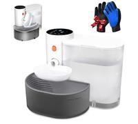 GOYJOY Fontaine à Eau Intelligente sans Fil pour Chat sans Filtre, Fontaine Ultra silencieuse, séparation des eaux usées et Eau Toujours fraîche, avec Une Paire de Gants de toilettage pour Animaux de