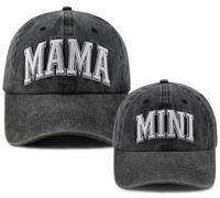 Goyklrb Lot de 2 casquettes de baseball assorties pour maman et fille, chapeau réglable en coton brodé parent-enfant, Noir brodé, Taille unique