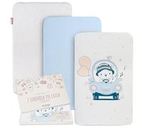 Goysila Drap Housse Lit Cododo Chicco Next2me Bébé, 50x83 cm | Lot de 2 draps 83x50 et 1 alèse protège-matelas respirante, 100% coton Oeko-Tex, compatible Kinderkraft Uno
