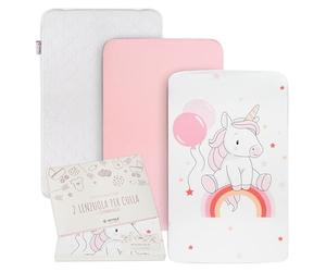 GOYSILA Lot 2 Draps Housse Cododo 100% Coton et 1 Protège Matelas Respirant Oeko-Tex Compatible Chicco Next2me Magic Kinderkraft Safety 1st Calidoo Berceau Bébé 50x83 cm Licorne