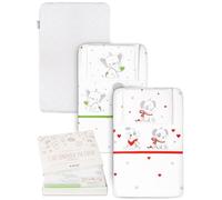 GOYSILA Lot de 2 Draps Housses Cododo 50x83 cm pour Chicco Next2Me et Berceau Bébé Coton Oeko-Tex avec 1 Protège-Matelas Respirant Compatible Kinderkraft Uno Lullago Dream Lit Parapluie