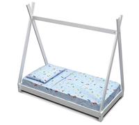 GOYSILA Parure de Lit Montessori 70x140 cm 3 Pièces 100% Coton Oeko-TEX Motif Licorne | Drap Housse Drap de Dessus Taie d'oreiller | Linge de Lit Bébé Fille Respirant Douceur Chambre Enfant Bleu