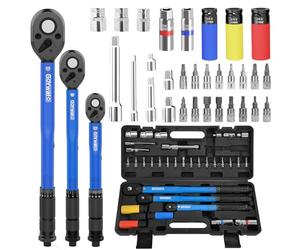 GoYwato Jeu de Clés Dynamométriques 33-pièces, 1/4" 3/8" 1/2 ynamométrique avec 3-230 N·m et 30 Accessoires CR-V, Précision ±3%, Max 72 Dents, Double éChelle, pour Vélo Moto voitures Camion