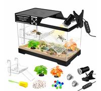 GOZILLA Kit de démarrage pour Mini Tortues avec Lampe, Lampe réglable, Habitat de Reptile avec Couvercle, Plate-Forme de Suspension pour bébés Tortues et Bernard-ermite (30 x 18 x 18 cm/kit Noir)