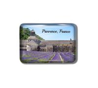 Gozisoci Aimants de réfrigérateur pour abbaye de Provence, lavande, France 3D en verre cristal pour réfrigérateur magnétique drôle souvenir souvenir tableau blanc décoration de cuisine rectangulaire