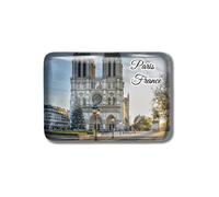 Gozisoci Aimants de réfrigérateur pour cathédrale Notre-Dame de Paris France en verre cristal 3D pour réfrigérateur magnétique drôle souvenir souvenir tableau blanc décoration de cuisine rectangulaire