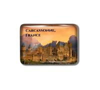 Gozisoci Aimants de réfrigérateur pour châteaux de Carcassonne France 3D en verre cristal magnétique amusant souvenir souvenir tableau blanc décoration de cuisine rectangulaire