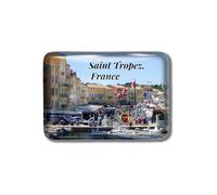Gozisoci Aimants de réfrigérateur pour Saint Tropez Port France 3D en verre de cristal pour réfrigérateur magnétique drôle souvenir souvenir tableau blanc décoration de cuisine rectangulaire