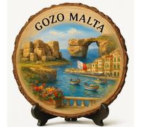 Gozo Cadeau Souvenir - Plaque Tranche de Bois pour Mur ou Table - Cadeau Souvenir Malte (Malte) pour Touristes, Collectionneurs d'Assiettes & Amateurs de Voyage, Cadeau Déco Aventure Île