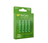 GP Batterie rechargeable NiMH ReCyko, AA 2100 mAh, 4 pièces, préchargée, faible autodécharge, certifiée ECV, écologique