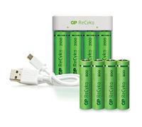 DESTOCKAGE ! Chargeur 4 GP ReCyko avec 4 piles AA 2100mAh + 4 piles AAA 850mAh