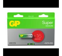 GP Batteries Super Alkaline AA - LR6 - 1.5V - Boîte de 16 - IEC 60086-2 - Diamètre 14.5mm - Hauteur 50.5mm - Température Opérationnelle -18°C à 50°C