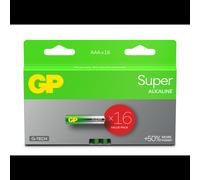 GP Batteries Super Alkaline GP24A, Pile AAA, Alcaline 1.5V, Boîte de 16, Diamètre 10.5mm, Hauteur 44.5mm, -18°C à 50°C, Certification IEC 60086-2