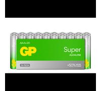 GP Batteries Super Alkaline GP24A - Pile AAA Alcaline 1.5V - Dimensions 44.5x10.5mm - Lot de 20 - Certification IEC 60086-2 - Température d'opération -18°C à 50°C
