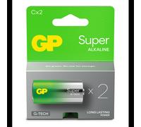 GP Batteries Super Alkaline LR14/C - Batterie Alcaline 1.5V Usage Unique, Pack de 2, Dimensions 26.2x50mm, Température Opérationnelle -18°C à 50°C