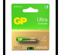 GP Batteries Ultra Alkaline GP24AU - Batterie AAA Alcaline 1.5V (Pack de 4) - IEC 60086-2 - Dimensions 44.5x10.5mm - Température d'opération -18°C à 50°C
