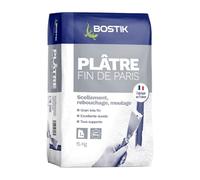 Bostik Plâtre fin de Paris – Prise rapide 10 minutes – Blanc 15 kg