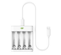 GP Chargeur de piles rechargeables AA et AAA, rapide et sûr, haute capacité, indicateurs de charge, arrêt automatique, charge en 4 heures, 4 fentes