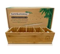 GP Get Productive Bac à fiches pour 1500 fiches DIN A6, avec 4 séparateurs réglables en bois de bambou de qualité supérieure