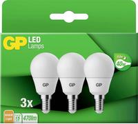 GP GPMGLE14STD854C3 LED CEE F (A - G) E14 forme de globe 5.6 W = 40 W blanc chaud (Ø x L) 45 mm x 84 mm 3 pc(s)