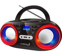 GP Lecteur CD portable, lumières disco LED Boombox avec CD/CD-R USB, radio FM, entrée AUX, prise casque, 20 emplacements de mémoire, 2 haut-parleurs, radio CD pour enfants, système compact