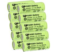GP Lot de 10 piles 2/3 AAA 1,2 V/400 mAh GP40AAAM Micro NiMH Hauteur 29,7 mm Rechargeable (Attention : 2/3AAA - Pas de piles AAA normales)