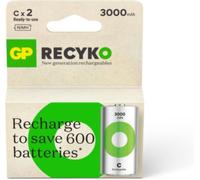 2 Piles Rechargeables C / HR14 3000mAh GP ReCyko