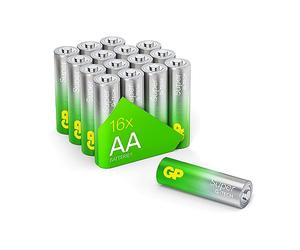 GP Piles AA 1,5 V Super alcalines Longlife G-Tech - Lot de 16 Piles AA R6