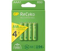GP ReCyko Lot de 4 piles AAA rechargeables 500 fois, puissantes, respectueuses de l'environnement
