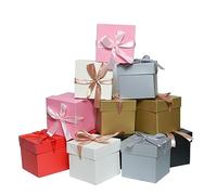 GP SUP Lot de 12 boîtes cadeaux avec couvercle, couleurs mélangées, multicolores pour cadeaux d'anniversaire, mariage, Saint-Valentin, fête des mères (15 x 15 x 15 cm)