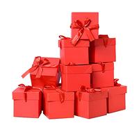 GP SUP Lot de 12 boîtes cadeaux en papier kraft avec couvercles, 10x10x10 cm, boîtes cadeaux pour présents, boîtes à fleurs pour arrangements, mariage, anniversaire, cadeau de fête, fête des mères