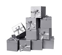 GP SUP Lot de 12 boîtes cadeaux pliables pour anniversaires, mariages, Saint-Valentin et anniversaire de mariage (argent, 15,2 x 15,2 x 15,2 cm)