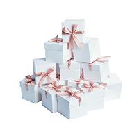 GP SUP Lot de 12 coffrets cadeaux carrés avec couvercle, boîtes cadeaux blanches pour anniversaires, Noël, fête des mères, Saint Valentin (blanc, 10 x 10 x 10 cm)