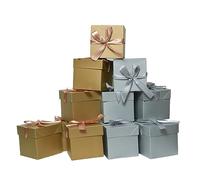 GP SUP Lot de 6 boîtes cadeaux dorées et 6 boîtes cadeaux argentées avec couvercles, 10 x 10 x 10 cm, pour anniversaire, mariage, fête, fête des mères, Noël (12 pièces, dimensions finies : 10,16 x