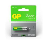 GP Lot de 4 Piles Super alcalines AA 1,5 V, idéales pour alimenter Les appareils du Quotidien, Nouvelle Technologie G-Tech Longlife