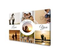 GP TONER images personnalisées avec vos propres photos Taille 40x30cm Inscription « Love You » Ma famille Idéal comme cadeau et pour la décoration intérieure Motif cercle