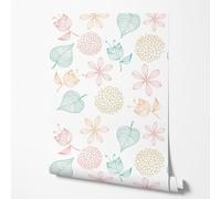 GP TONER Papier peint intissé fleurs lignes pastel design moderne minimaliste décoration murale salon chambre cuisine style scandinave élégant papier peint résistant à la lumière 10m x 0,5m