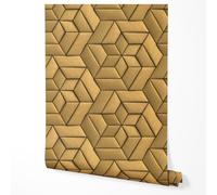 GP TONER Papier peint intissé géométrique hexagone 3D motif doré moutarde design moderne abstrait texture élégante salon chambre couloir cuisine résistant aux UV 10m x 0,5m