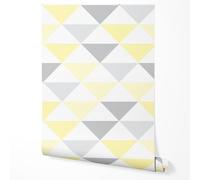 GP TONER Papier peint intissé motif géométrique triangles style scandinave gris jaune moderne décoration murale salon chambre cuisine papier peint résistant à la lumière 10m x 0,5m