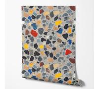 GP TONER Papier peint intissé terrazzo multicolore effet pierre design moderne texture colorée décoration murale cuisine salon couloir salle de bain papier peint résistant à la lumière 10m x 0,5m