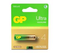 GP Batteries Ultra Alkaline GP15AU Pile AA/LR06 1.5V Alcaline Usage Unique 4 Pcs, IEC 60086-2, Diamètre 14.5mm, Température Opération -18°C à 50°C