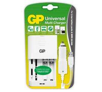 GP Universel GP Univ Charger Li-ION&NimH BCDCUNI002 Chargeur Universel pour Batterie Li-ION/Accus AA/AAA Blanc