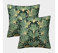 GPARSDDIO Les Feuilles Housses De Coussin Lot De 2 avec Fermeture Éclair Cachée Les Plantes Taie d'oreiller Carrées Décoratifs pour Canapé Oreillers Décoratifs Canapé Chambre Salon 50x50cm