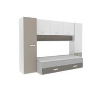 DEMEYERE Lit gigogne enfant avec multiples rangements - Décor blanc/argile - 90 x200 cm - TIDY