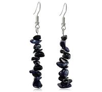 GPASTG Boucles d'oreilles pendantes faites à la main - Style bohème vintage - En argent - Pierres naturelles - Pour femme, Métal